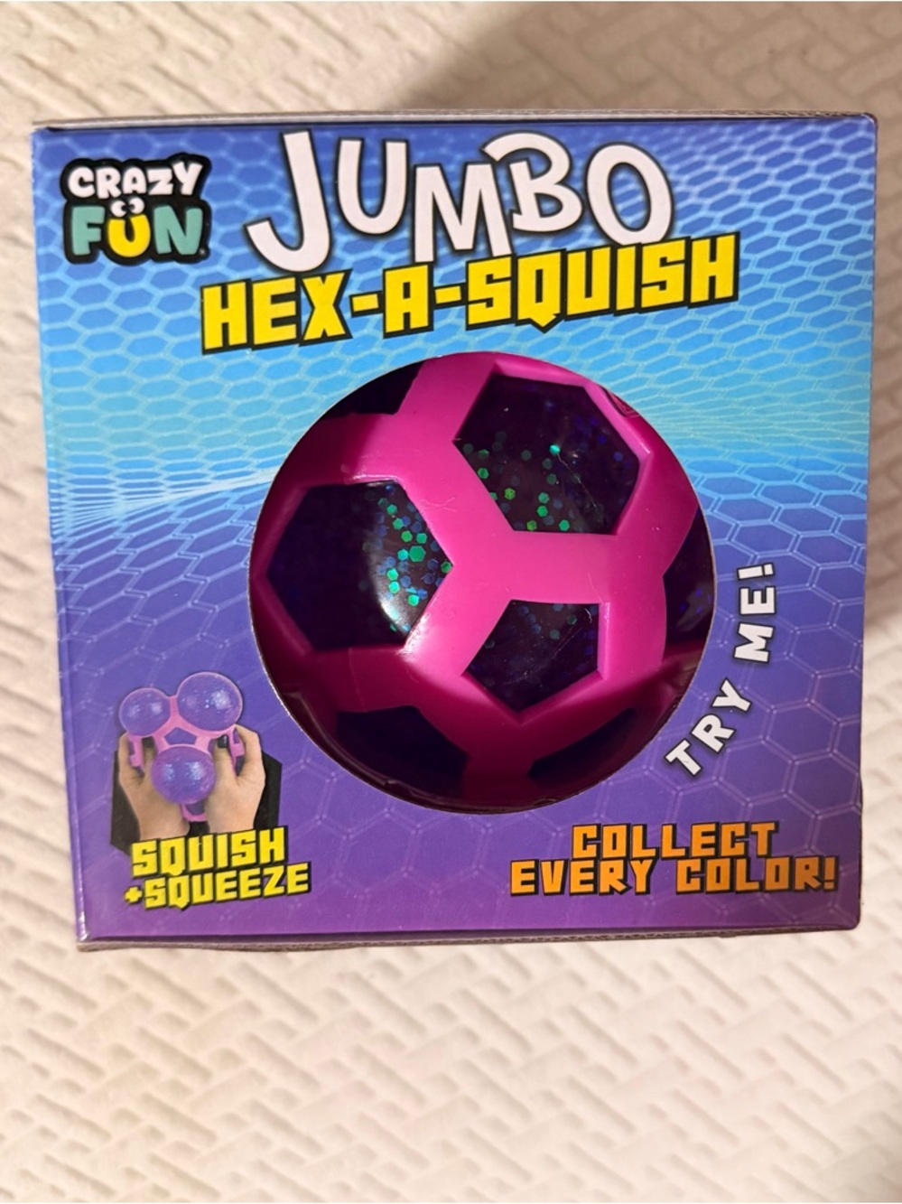 Crazy Fun Jumbo Hex-A-Squish Pink Sensory Squeeze Toy Ages 6+ 2025